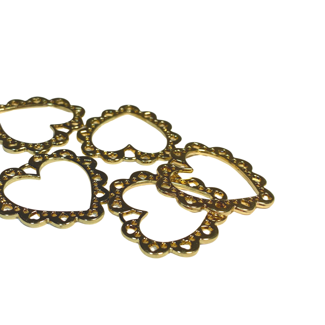 Large Heart Stitch Markers - Gold